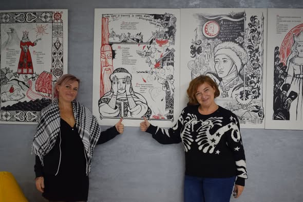 Візит мисткинь до #БІБЛІОХАБнаШЕПТИЦЬКОГО — виставка «Княгиня Ольга. Мальована Стрічка» — фото 22